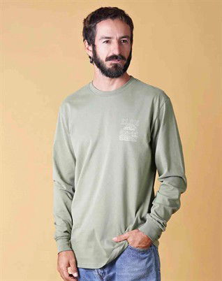 Wind Men's Langærmet Trøje - Olive Green